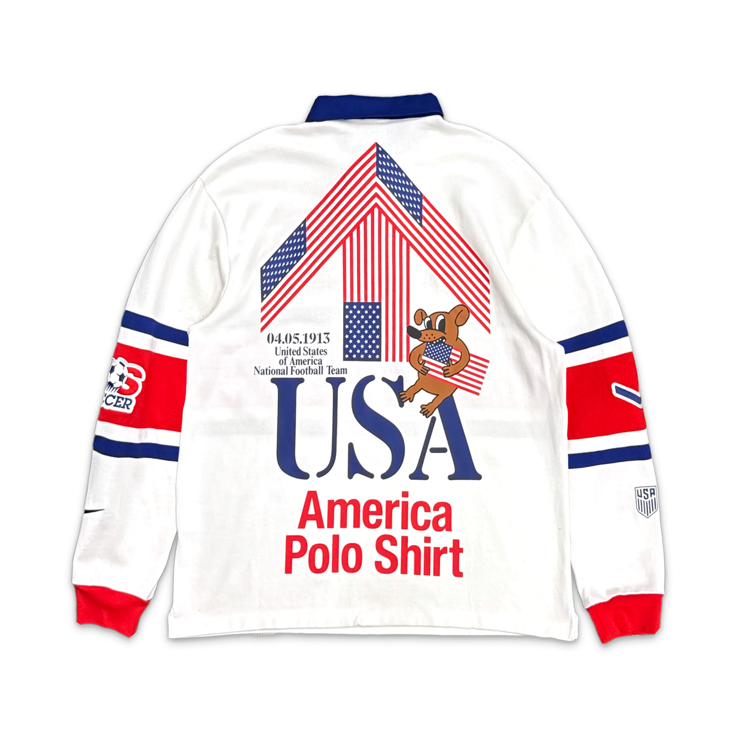 x USMNT x V.A.A. L/S Rugby Top "White/Challenge Red/Deep Royal Blue" - Image 2