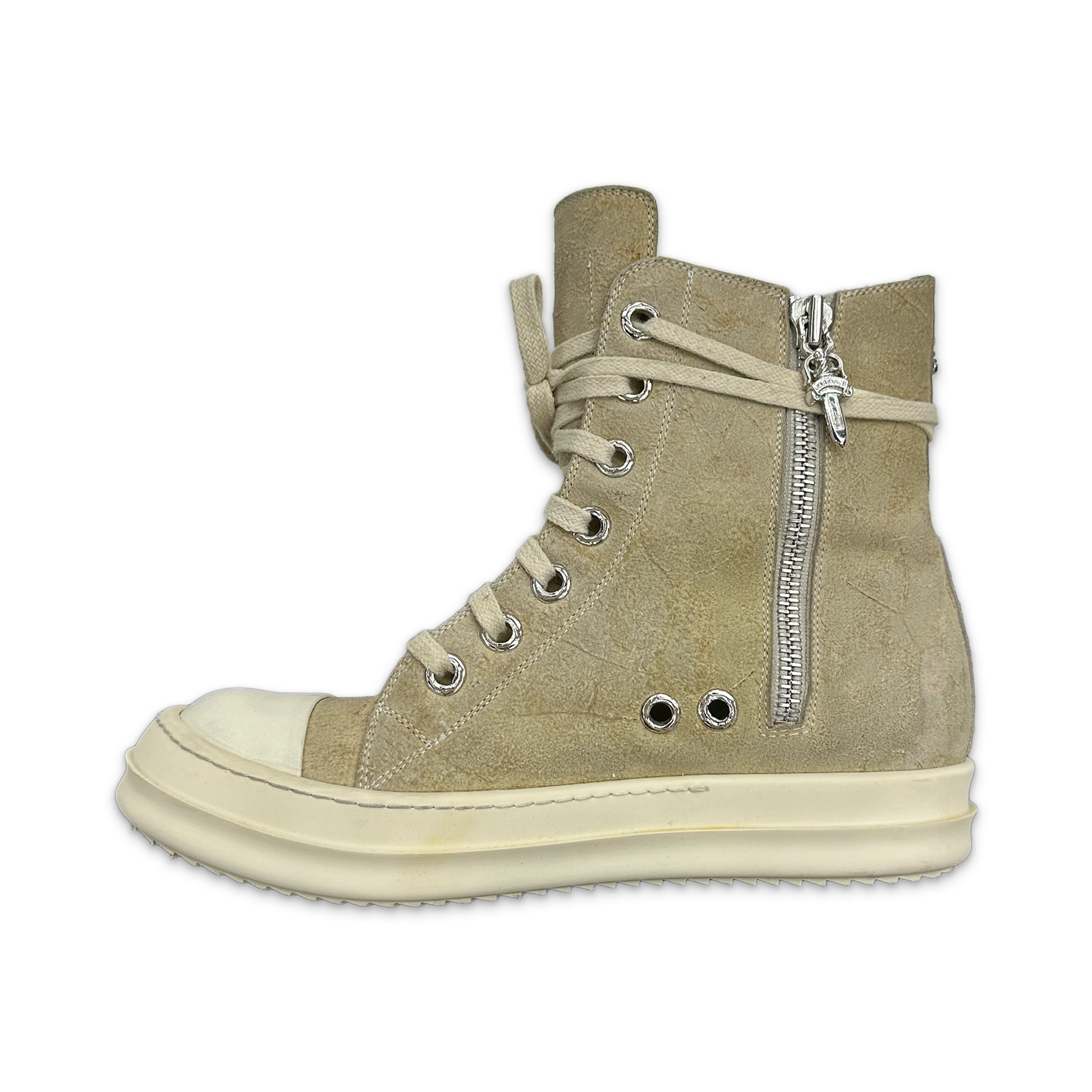 x Rick Owens Ramone High "Biege Blistered Suede" - Image 2