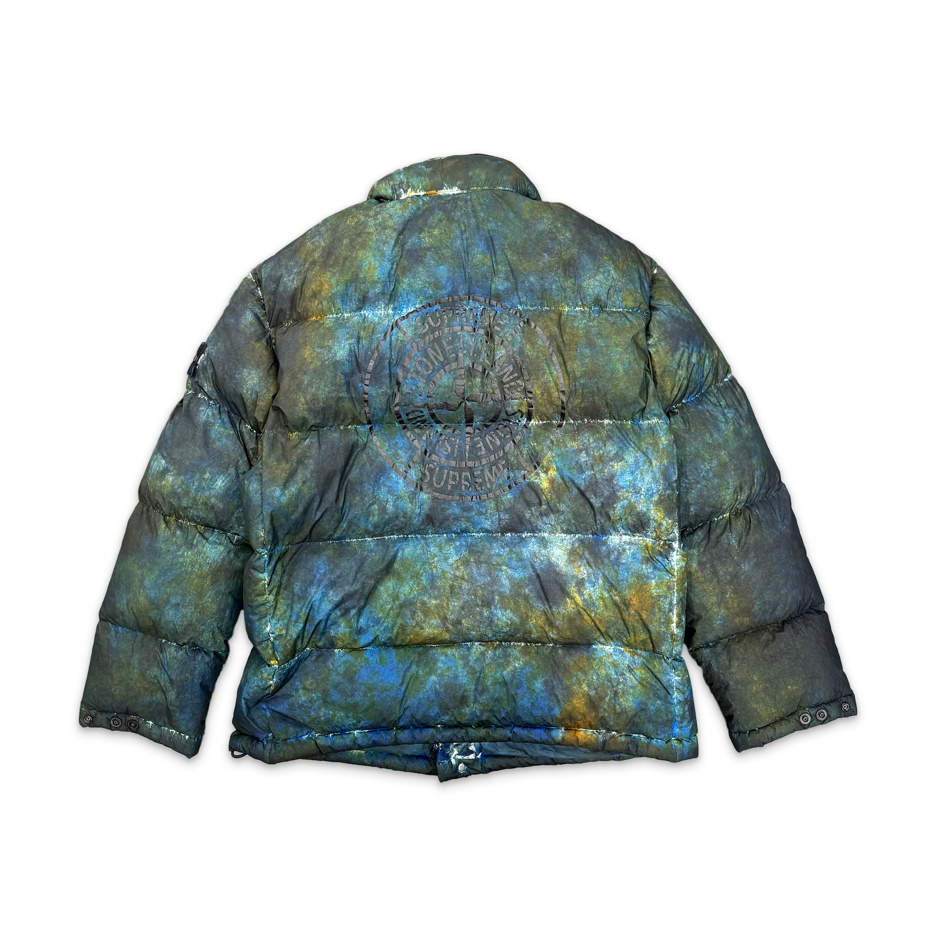 x Stone Island Painted Camo Crinkle Down Jacket "Dark Teal" - Image 2