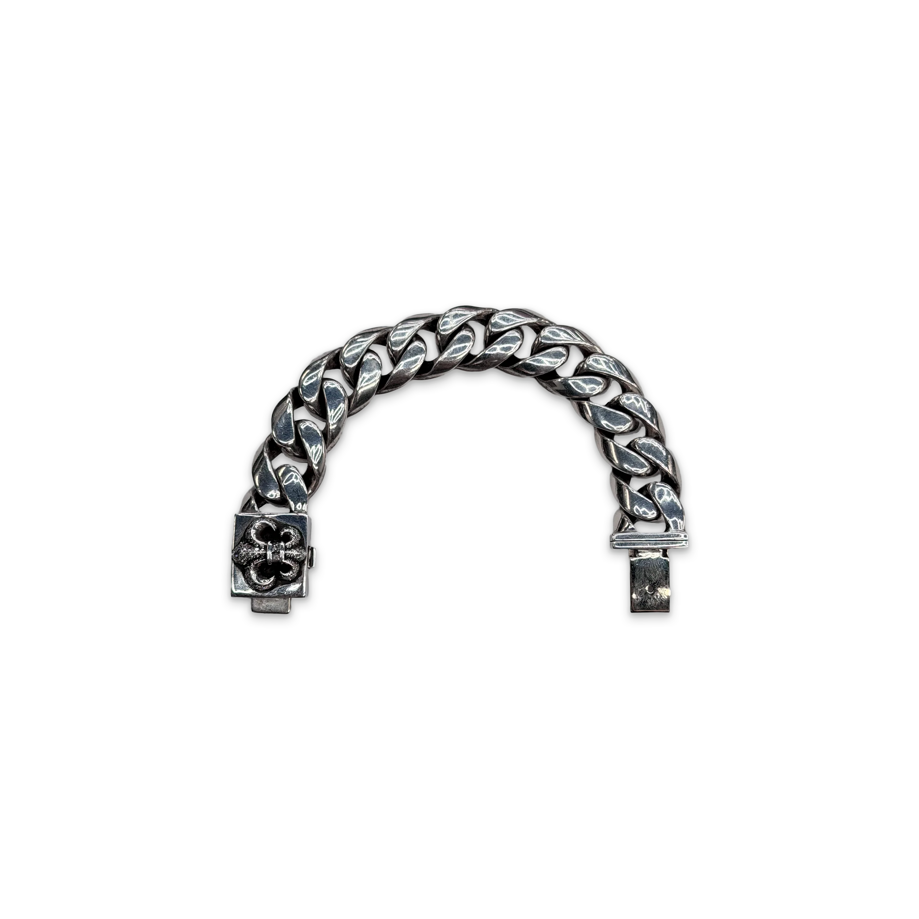 XL Diamond Fleur Cuban Link Bracelet