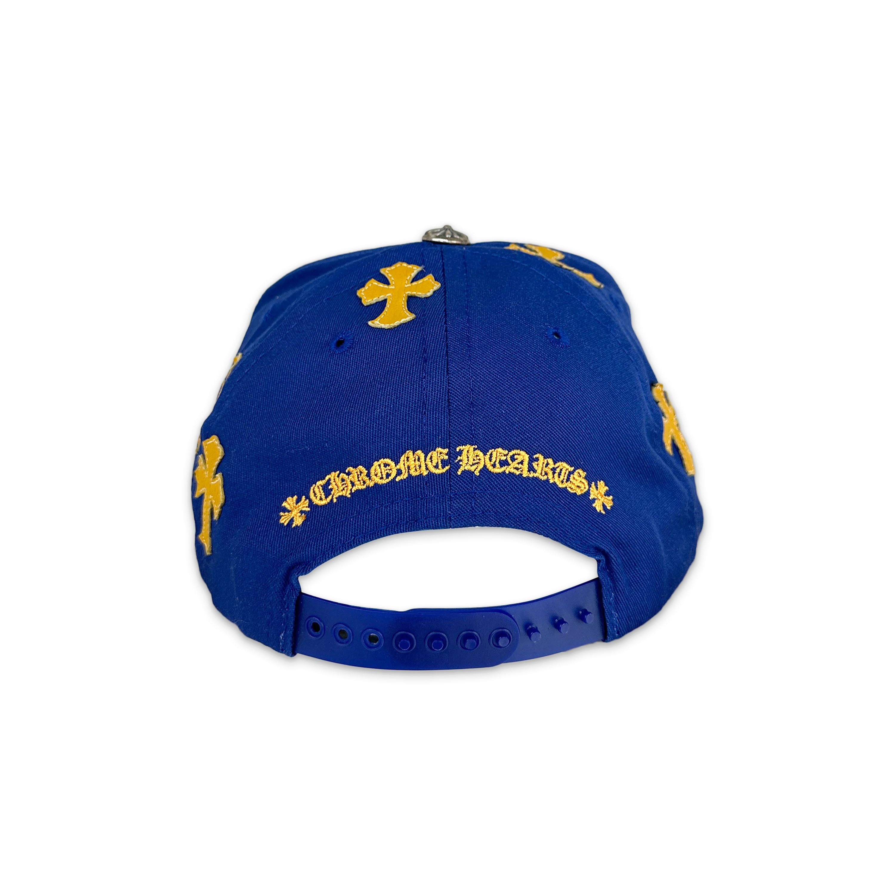 Yellow Leather Crosses Snapback Hat "Blue" - Image 2