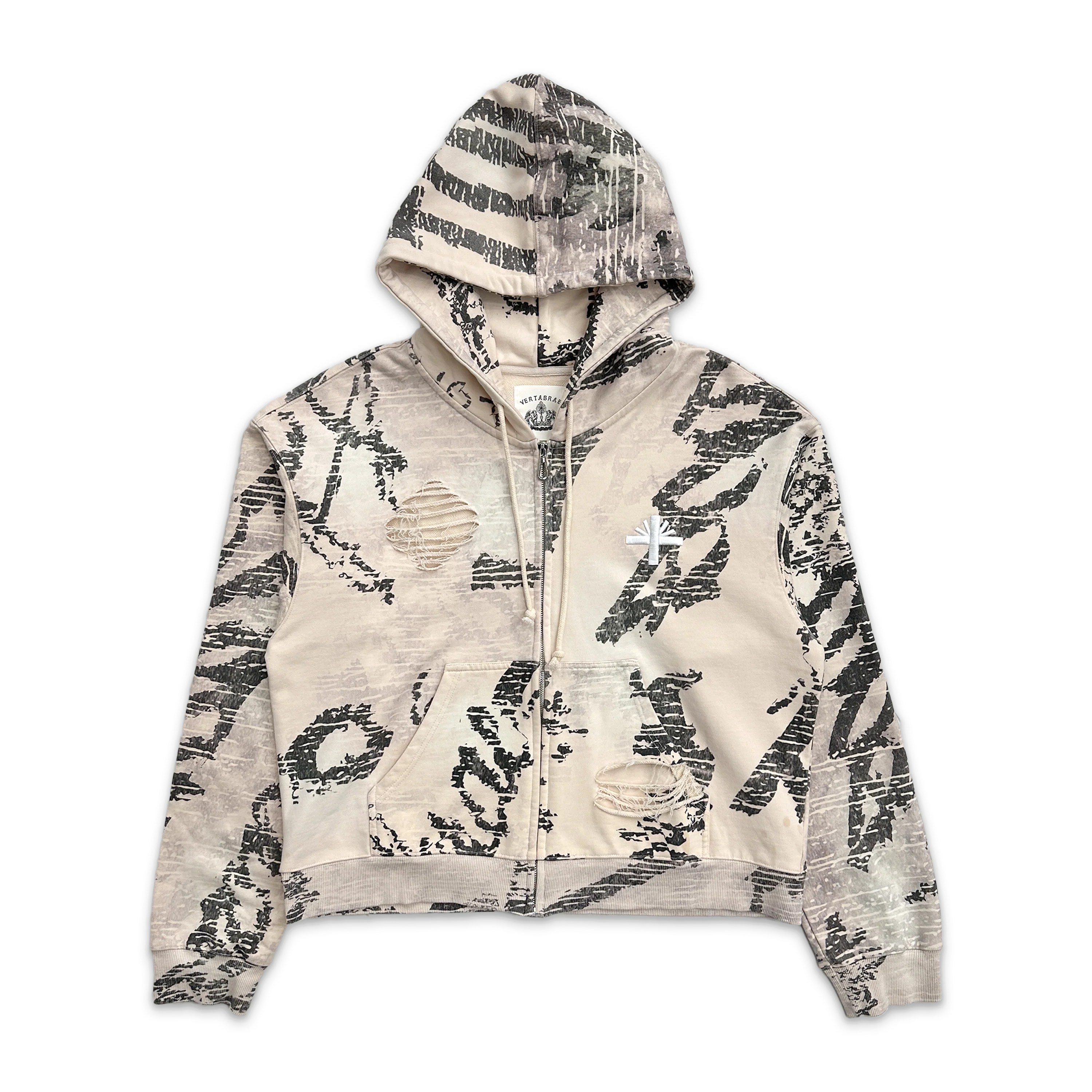 Zip Up Hoodie "Ivory Graffiti"
